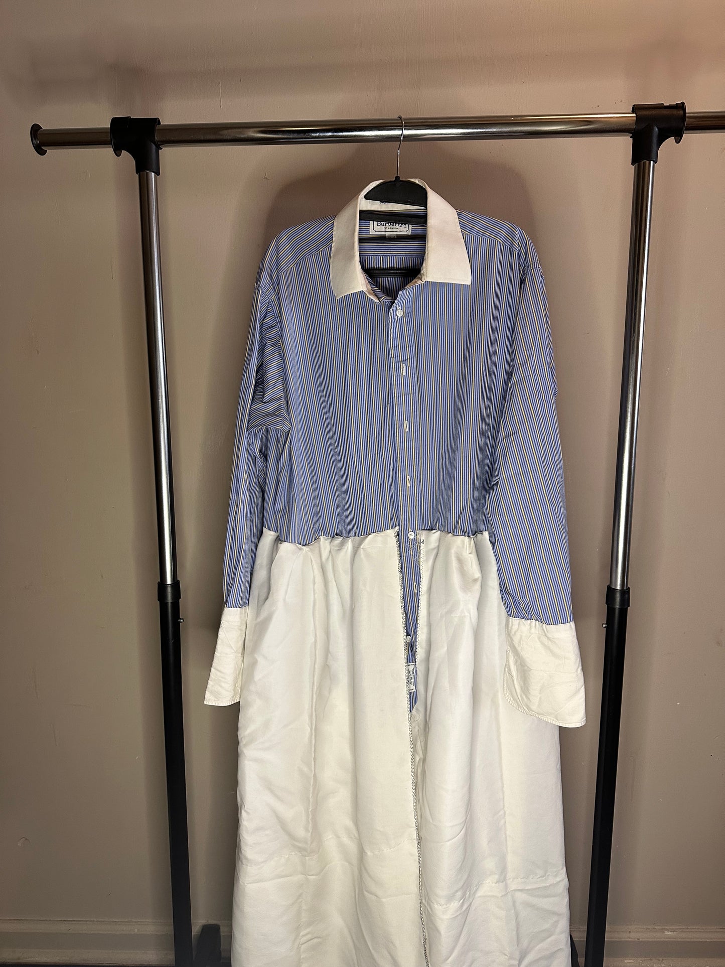 Reworked Burberry’s Button Up into Dress