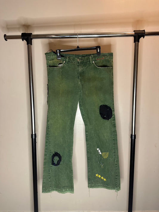 Green Embroidery Pants